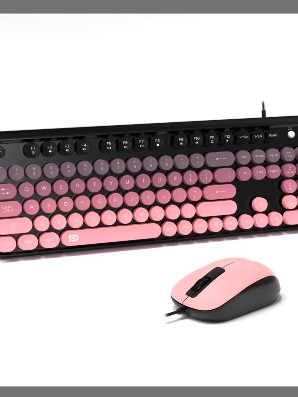 FOPETT 8870P Wired Keyboard and Mouse Combo - Pink Colorful